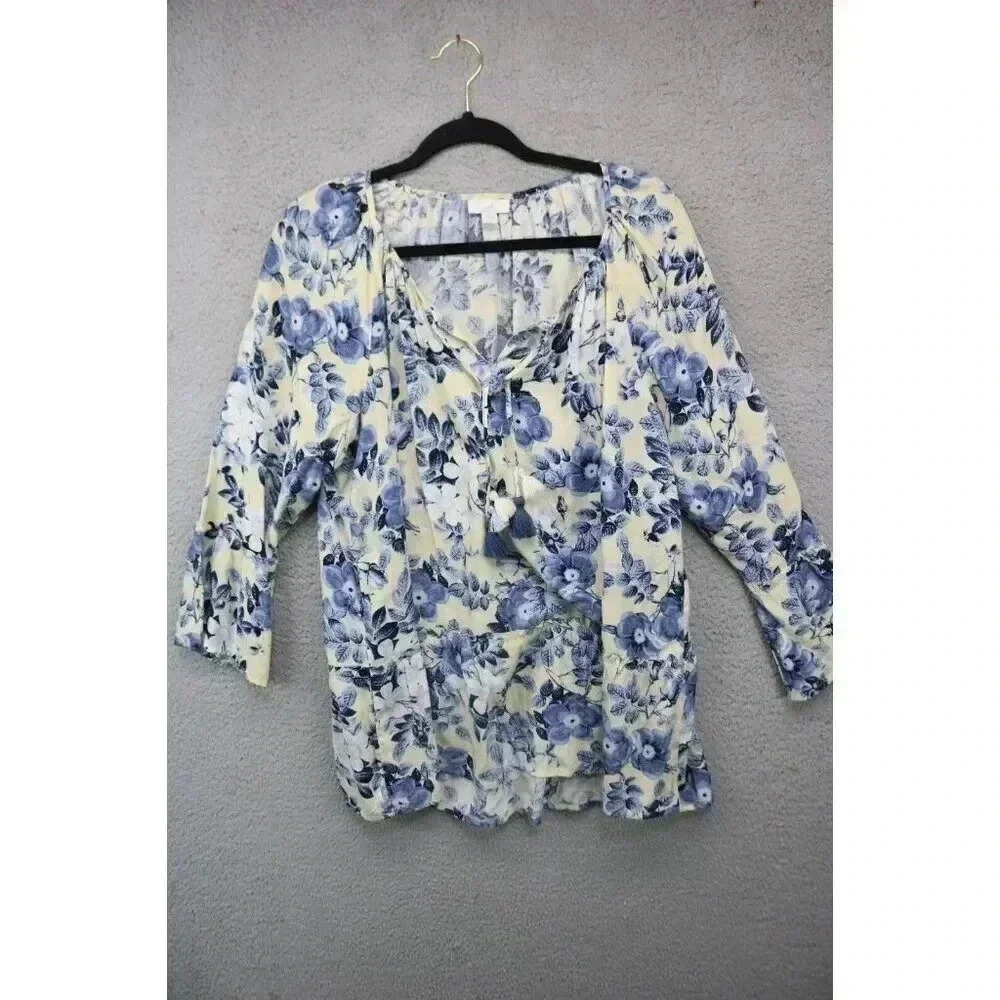 J.Jill Floral Tunic 3/4 Bell Sleeves-Size Medium-Cottagecore